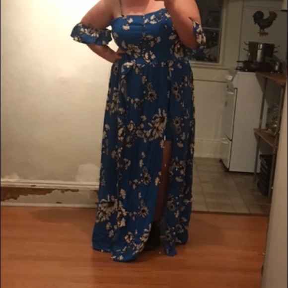 Xhilaration Dresses & Skirts - Blue floral romper with maxi skirt